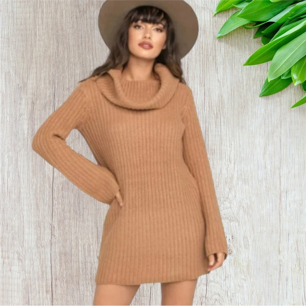 BB Dakota Couldn’t Be Sweater camel sweater dress